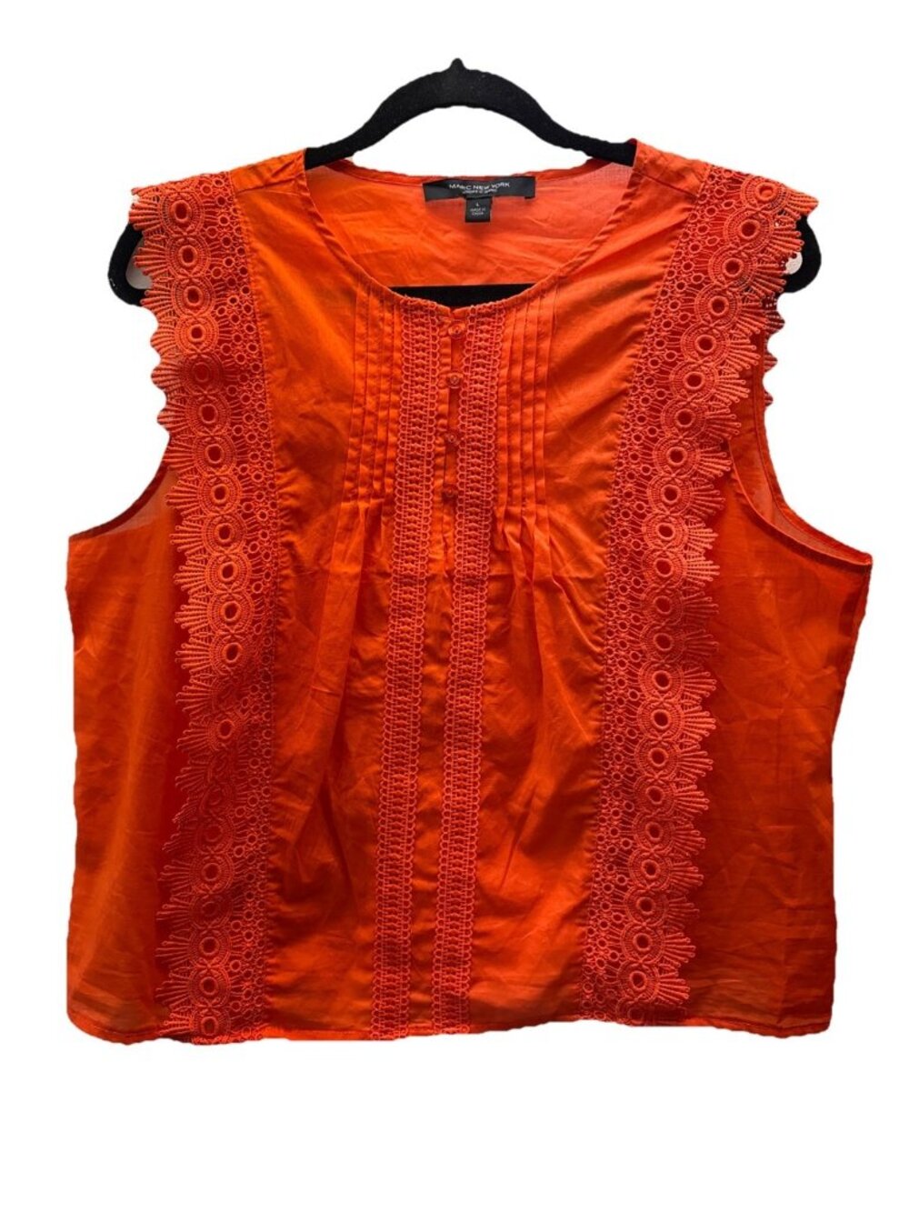 Marc New York Orange Sleeveless Light Weight Pullover Women's Top Size Large